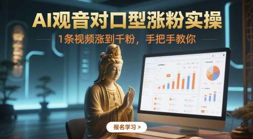 AI观音对口型涨粉实操,1条视频涨到千粉,手把手教你-网赚副业网
