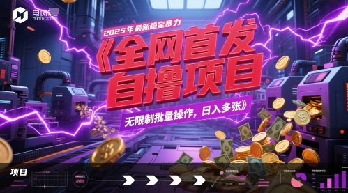 全网首发,2025年最新稳定暴力全自动自撸项目,无限制批量操作,日入多张【揭秘】-网赚副业网