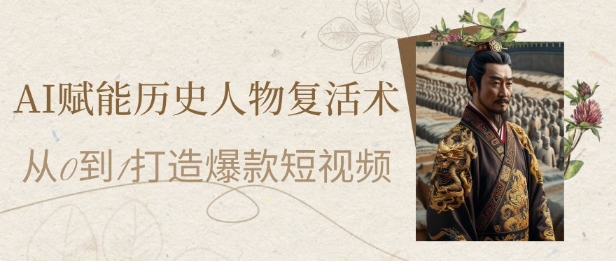 AI赋能历史人物复活术:从0到1打造爆款短视频,7天涨粉10W,小白也能月入过1W-网赚副业网