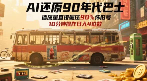 AI还原90年代巴士,一帧就让70后泪崩,播放量直接碾压90%怀旧号,每天操作十分钟,日入四位数-网赚副业网