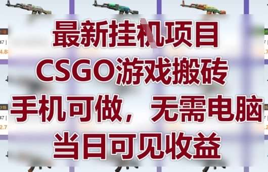 最新挂G项目，CSGO游戏搬砖，手机可做，无需电脑，当日见收益【揭秘】-网赚副业网
