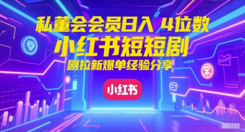 私董会会员日入4位数小红书红果短剧拉新爆单经验分享-网赚副业网