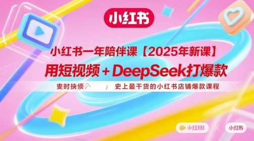 小红书一年陪伴课【2025年新课】,用短视频+deepSeek打爆款,史上最干货的小红书店铺爆款课程-网赚副业网