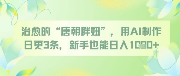 治愈的“唐朝胖妞”，用AI制作日更3条，新手也能日入多张-网赚副业网