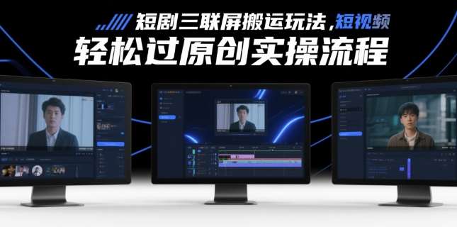 短剧三联屏搬运玩法,短剧搬运轻松过原创实操流程-网赚副业网