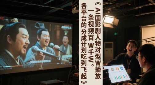 AI三国影视剧人物对口型唱歌玩法,一条视频百W千W播放,各平台的分成计划吃到飞起-网赚副业网