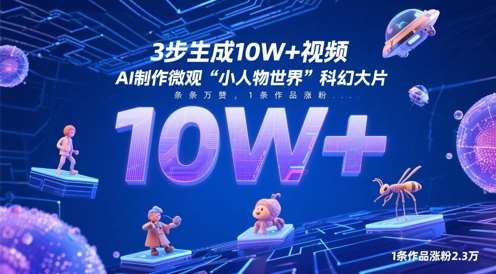 3步生成10W+视频,AI制作微观“小人物世界”科幻大片,条条万赞,1条作品涨粉2.3W-网赚副业网