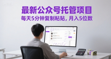 最新公众号托管项目,每天5分钟复制粘贴,月入5位数【揭秘】-网赚副业网