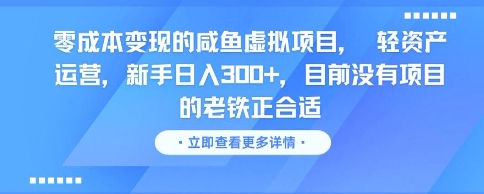 零成本变现的咸鱼虚拟项目, 轻资产运营,新手日入3张+,目前没有项目的老铁正合适-网赚副业网