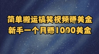 简单搬运搞笑视频挣美金,新手一个月入1k美金-网赚副业网