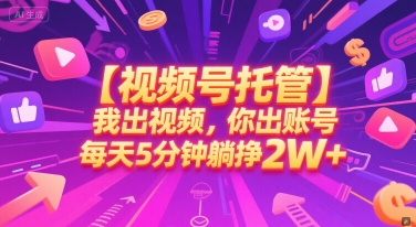 【视频号托管 】我出视频,你出账号,每天5分钟发布,最高躺挣2W+【揭秘】-网赚副业网