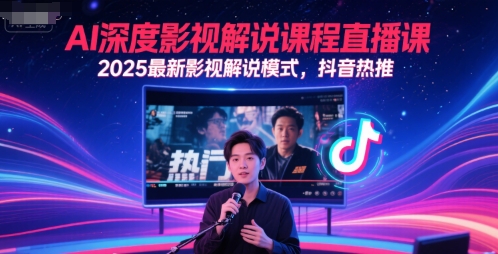 AI深度影视解说课程直播课,2025最新影视解说模式,抖音热推-网赚副业网