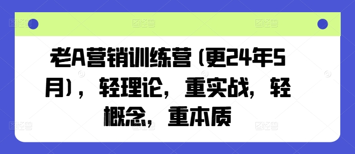 老A营销训练营(更25年6月),轻理论,重实战,轻概念,重本质-网赚副业网