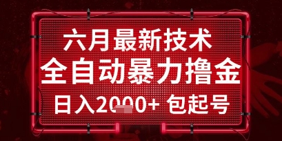 六月最新技术全自动暴力撸金,稳定日入2k+包起号,长期稳定【揭秘】-网赚副业网