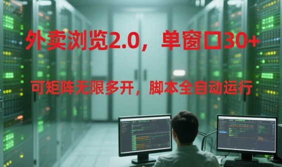外卖浏览2.0,单窗口30+可矩阵无限多开,脚本全自动运行【揭秘】-网赚副业网