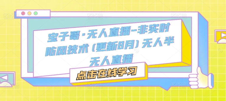 宝子哥·无人直播-非实时防风技术(更新25年6月)无人半无人直播-网赚副业网