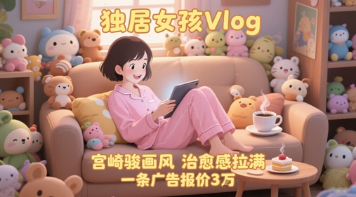 单个账号涨粉71W！用AI制作独居女孩Vlog，宫崎骏画风，治愈感拉满，一条广告报价3W-网赚副业网