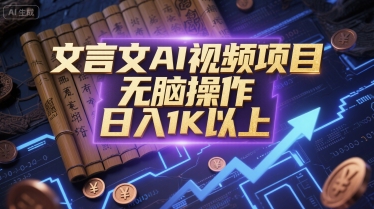 文言文AI视频项目,无脑操作,日入1K以上-网赚副业网