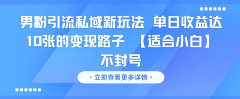 男粉引流私域新玩法,单日收益达10张的变现路子 【适合小白】不封号-网赚副业网