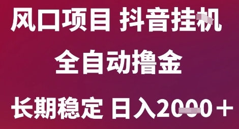 风口项目,六月最新玩法抖音无人挂G,全自动撸金,长期稳定 日入2k+【揭秘】-网赚副业网