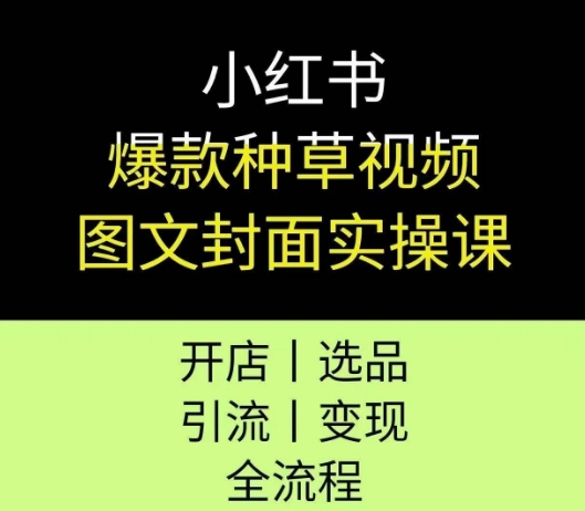 小红书爆款种草视频图文封面实操课，开店、选品、引流、变现全流程-网赚副业网