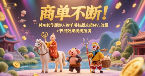 商单不断！纯AI制作西游人物羊毛毡版文旅MV，流量+节目效果统统拉满-网赚副业网