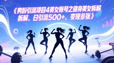 男粉引流项目4美女账号之健身美女拆解，日引流500+，变现多张-网赚副业网