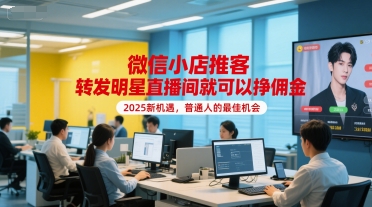 微信小店推客,转发明星直播间就可以挣佣金,2025新机遇,普通人的最佳机会-网赚副业网