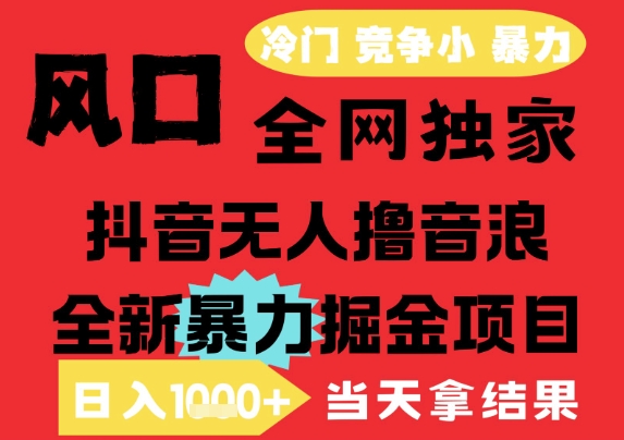 25年6月高爆抖音无人直播最新撸音浪掘金项目,解放双手小白可做,无脑日入1k+,门槛低【揭秘】-网赚副业网