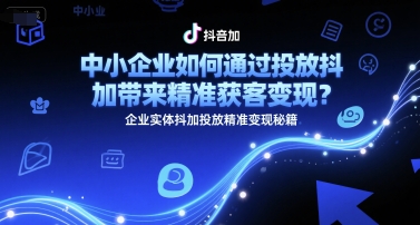 中小企业如何通过投放抖加带来精准获客变现?企业实体抖加投放精准变现秘籍-网赚副业网