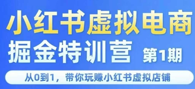 小红书虚拟电商掘金特训营第1期,从0到1,带你玩转小红书虚拟店铺-网赚副业网