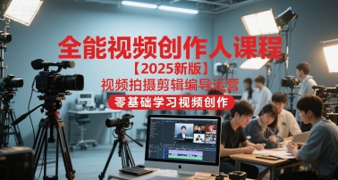 全能视频创作人课程【2025新版】视频拍摄剪辑编导运营,零基础学习视频创作-网赚副业网