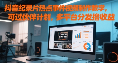 抖音纪录片热点事件视频制作教学,可过伙伴计划,多平台分发撸收益-网赚副业网