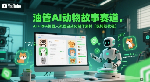 油管AI动物故事赛道,AI+RPA机器人流程自动化制作素材【保姆级教程】-网赚副业网