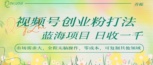 视频号创业粉打法,日入1k,蓝海项目,市场需求大,全程无脑操作,可复制-网赚副业网