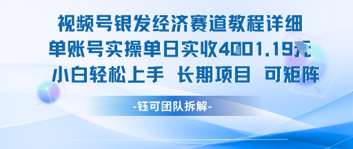 视频号银发经济赛道单账号实操单日实收1k+,小白轻松上手长期项目-网赚副业网