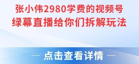 张小伟2980付费额视频号绿幕直播给你们拆解玩法-网赚副业网