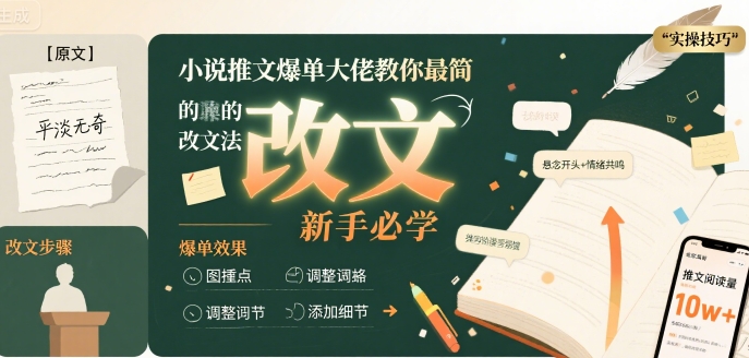 小说推文爆单大佬教你最简单的改文方法实操课,新手必学-网赚副业网