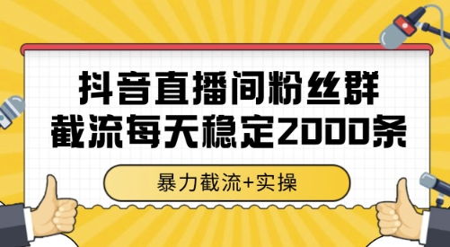 抖音直播间粉丝群截流,稳定采集数据全行业通用 2000条数据一天【揭秘】-网赚副业网