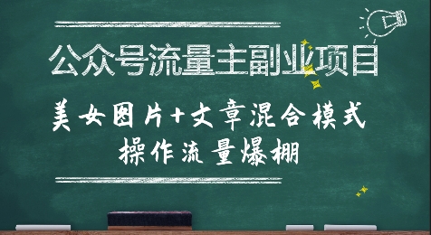 公众号流量主副业项目,美女图片+文章混合模式操作流量爆棚-网赚副业网