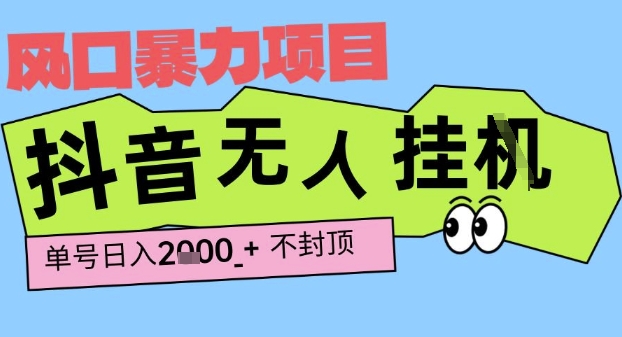 2025最新抖音暴力挂G撸金项目,单号产出2k+ ,小白当天也能拿结果,长期稳定做的项目【揭秘】-网赚副业网