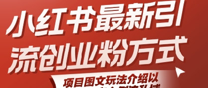 小红书最新引流创业粉方式,项目图文玩法介绍以及如何安全倒流私域-网赚副业网