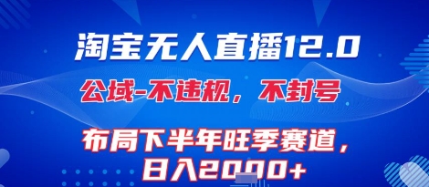淘宝无人直播12.0,不封号,不违规,布局下半年旺季赛道,日入1k+(独家技术)【揭秘】-网赚副业网