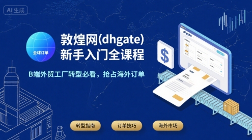 敦煌网(dhgate)新手入门全课程,B端外贸工厂转型必看,抢占海外订单-网赚副业网