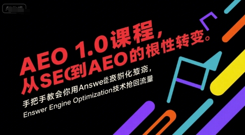 AEO 1.0 课程,从SEO到AE0的基命性转变,手把手教会你用AnswerEngineOptimization技术抢回流量-网赚副业网