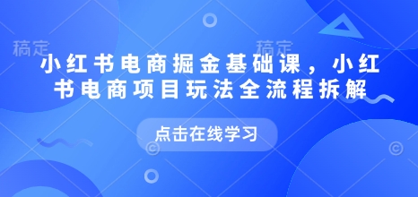 小红书电商掘金课,小红书电商项目玩法全流程拆解(更新7月)-网赚副业网