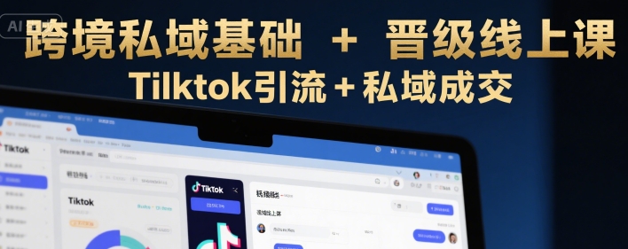 跨境私域基础+晋级线上课,Tilktok引流+私域成交-网赚副业网