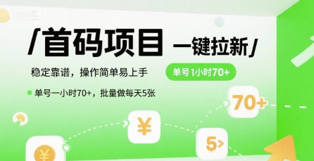 首码一键拉新项目,稳定靠谱,操作简单易上手,单号一小时70+,批量做每天5张【揭秘】-网赚副业网