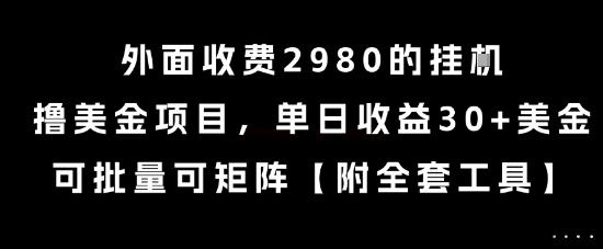 外面收费2980的挂G撸美金项目，单日收益30+美金，可批量可矩阵【揭秘】-网赚副业网