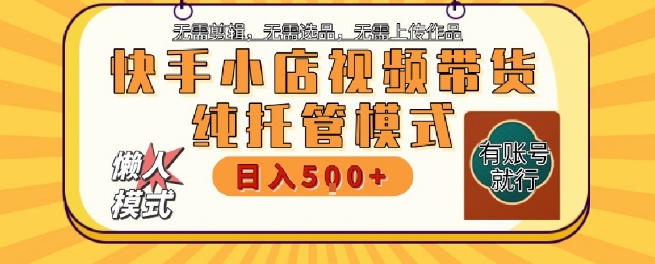 快手小店托管代运营,无需剪辑,无需选品,无需上传作品,全程无需操作,轻松月入5k+【揭秘】-网赚副业网
